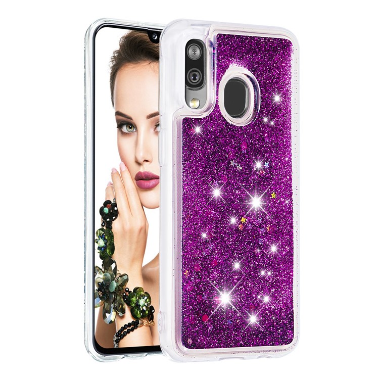 Liquid Glitter Powder Quicksand Shockproof TPU Phone Case for Samsung Galaxy A40 - Purple-3