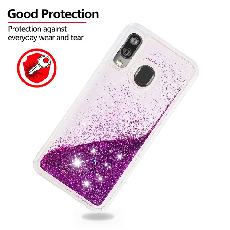 Liquid Glitter Powder Quicksand Shockproof TPU Phone Case for Samsung Galaxy A40 - Purple-4