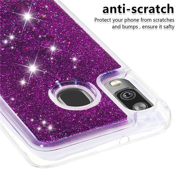Liquid Glitter Powder Quicksand Shockproof TPU Phone Case for Samsung Galaxy A40 - Purple-5
