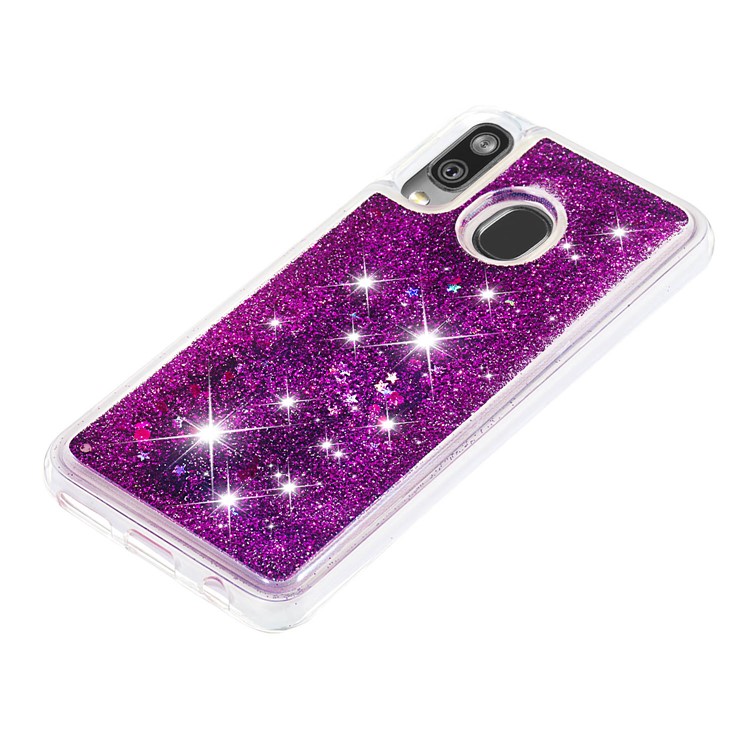 Liquid Glitter Powder Quicksand Shockproof TPU Phone Case for Samsung Galaxy A40 - Purple-6