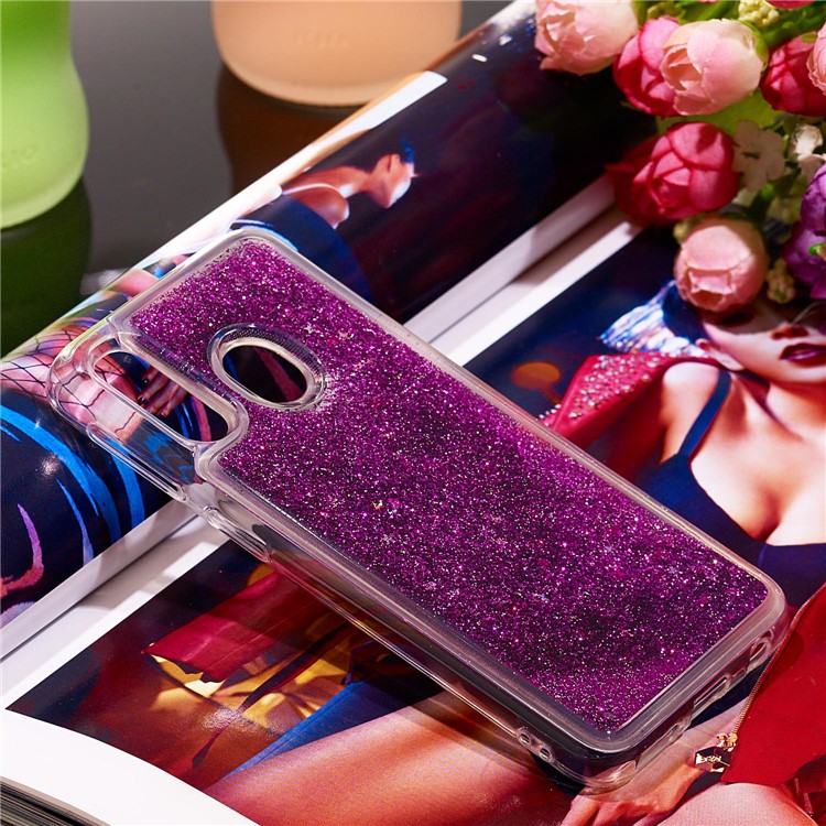 Liquid Glitter Powder Quicksand Shockproof TPU Phone Case for Samsung Galaxy A40 - Purple-7