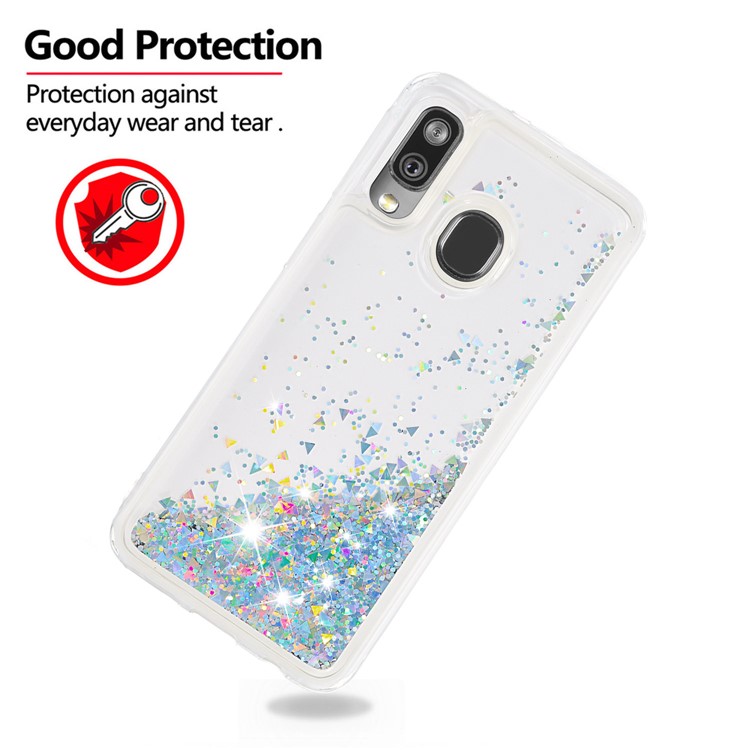 Liquid Glitter Powder Quicksand Shockproof TPU Phone Case for Samsung Galaxy A40 - Silver-4