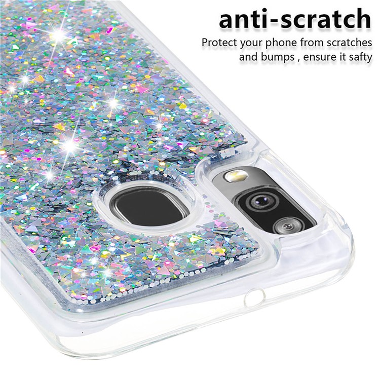Liquid Glitter Powder Quicksand Shockproof TPU Phone Case for Samsung Galaxy A40 - Silver-5