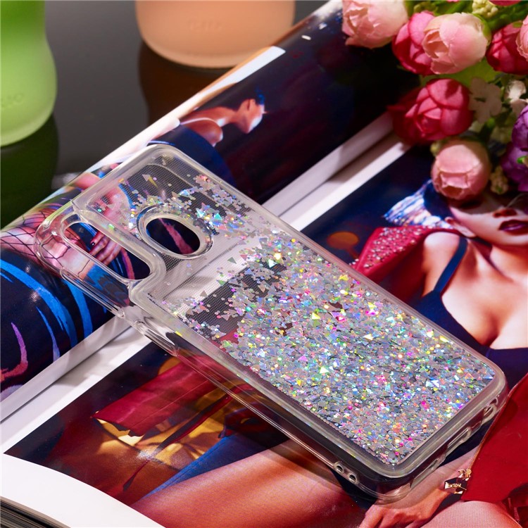 Liquid Glitter Powder Quicksand Shockproof TPU Phone Case for Samsung Galaxy A40 - Silver-7