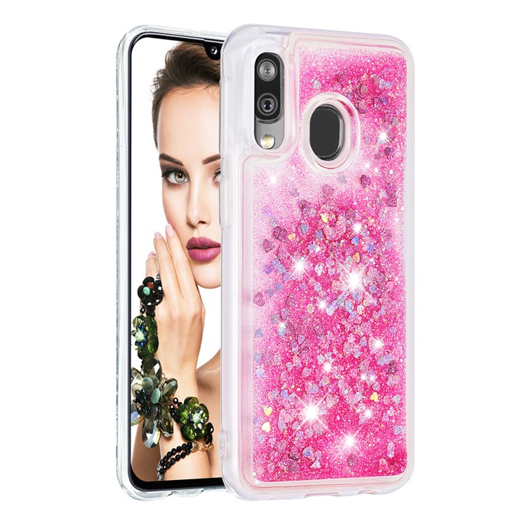 Liquid Glitter Powder Quicksand Shockproof TPU Phone Case for Samsung Galaxy A40 - Pink-3