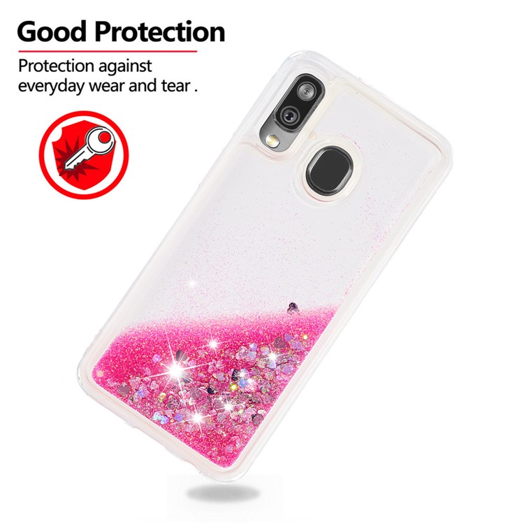Liquid Glitter Powder Quicksand Shockproof TPU Phone Case for Samsung Galaxy A40 - Pink-4