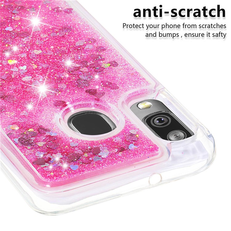 Liquid Glitter Powder Quicksand Shockproof TPU Phone Case for Samsung Galaxy A40 - Pink-5