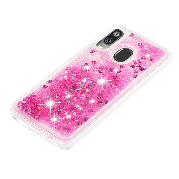 Liquid Glitter Powder Quicksand Shockproof TPU Phone Case for Samsung Galaxy A40 - Pink-6