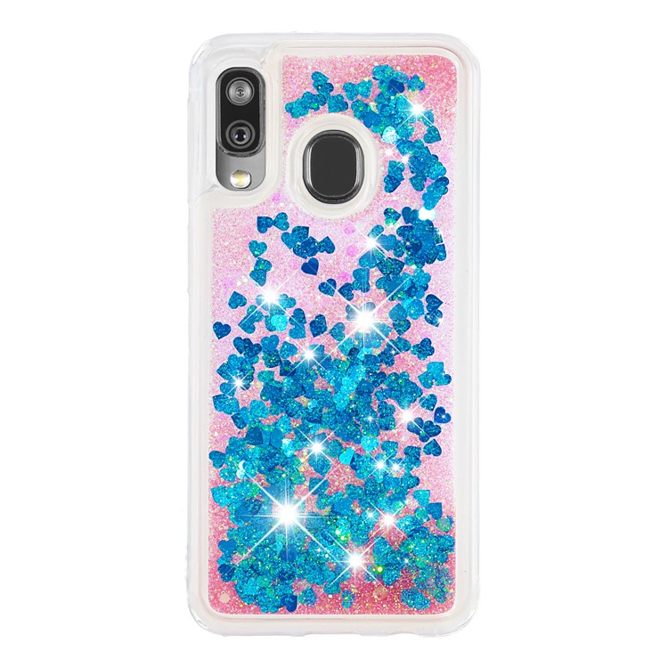 Liquid Glitter Powder Quicksand Shockproof TPU Phone Case for Samsung Galaxy A40 - Blue-2