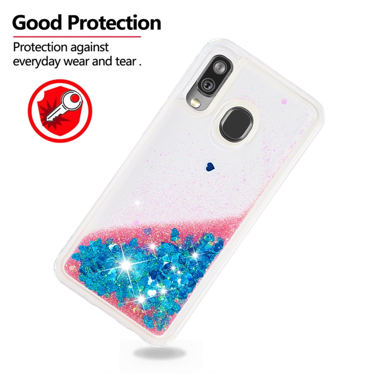 Liquid Glitter Powder Quicksand Shockproof TPU Phone Case for Samsung Galaxy A40 - Blue-4