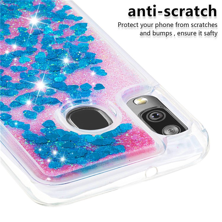 Liquid Glitter Powder Quicksand Shockproof TPU Phone Case for Samsung Galaxy A40 - Blue-5