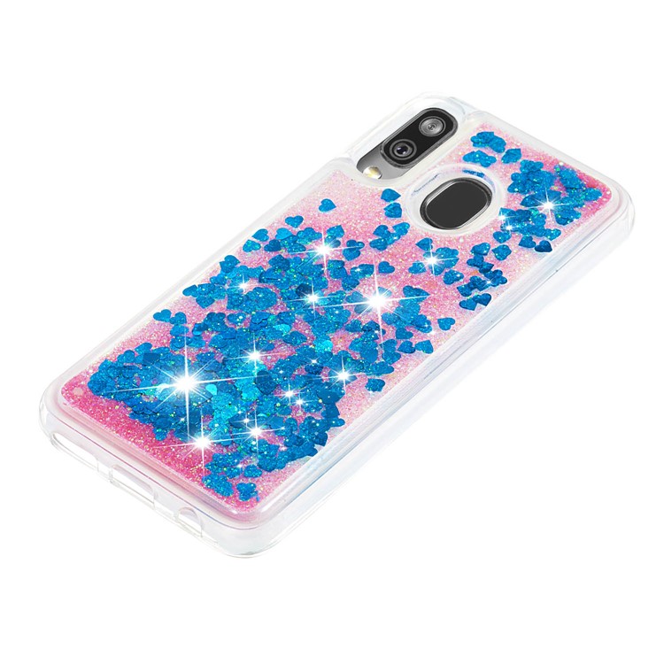 Liquid Glitter Powder Quicksand Shockproof TPU Phone Case for Samsung Galaxy A40 - Blue-6