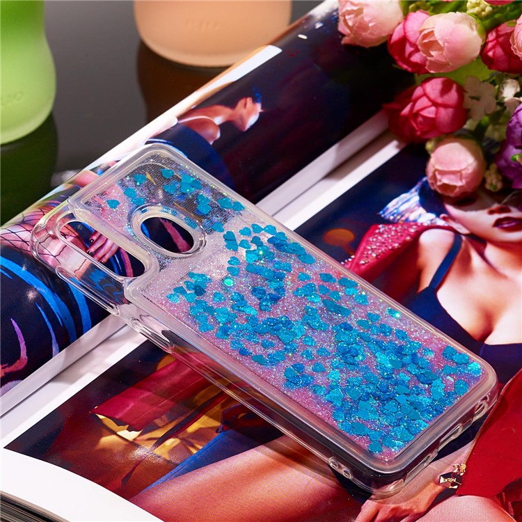 Liquid Glitter Powder Quicksand Shockproof TPU Phone Case for Samsung Galaxy A40 - Blue-7
