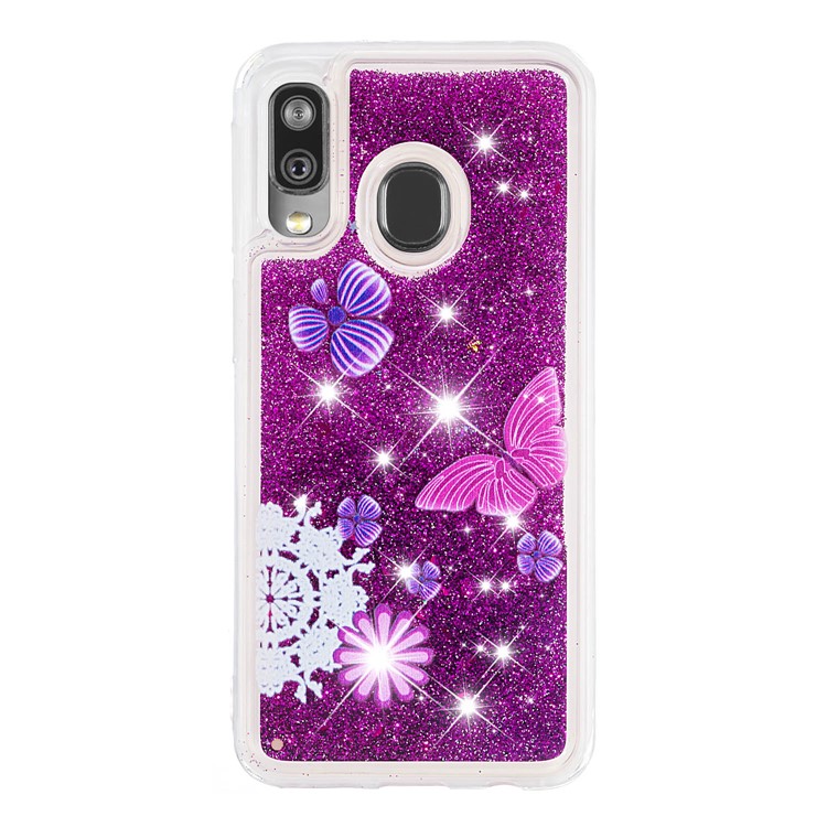 Patterned Quicksand TPU Shockproof Shell for Samsung Galaxy A40 - Butterfly-2