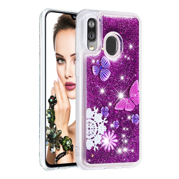 Patterned Quicksand TPU Shockproof Shell for Samsung Galaxy A40 - Butterfly-3