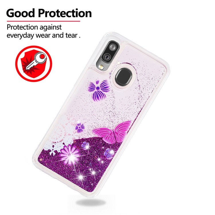 Patterned Quicksand TPU Shockproof Shell for Samsung Galaxy A40 - Butterfly-4