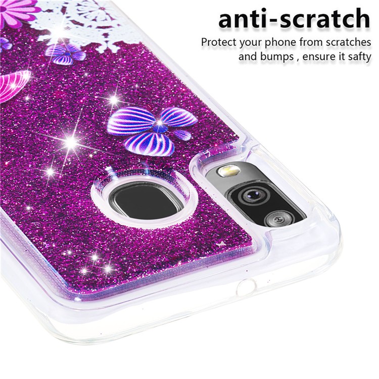 Patterned Quicksand TPU Shockproof Shell for Samsung Galaxy A40 - Butterfly-5