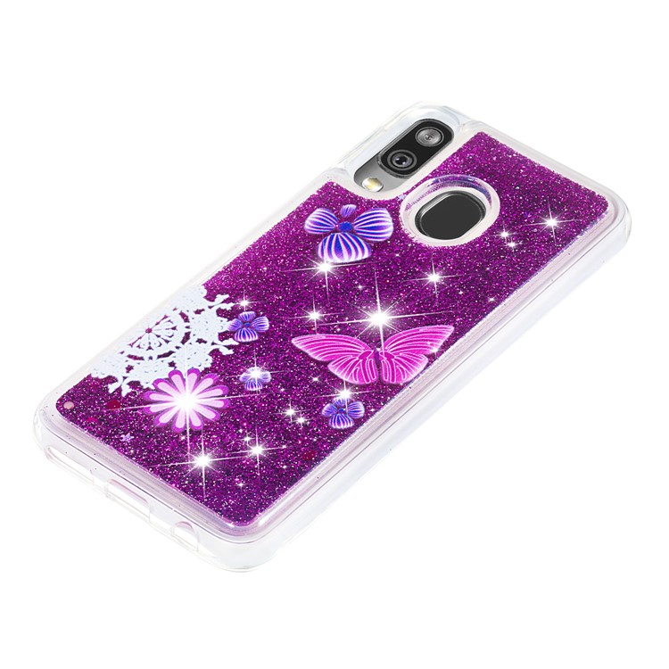 Patterned Quicksand TPU Shockproof Shell for Samsung Galaxy A40 - Butterfly-6