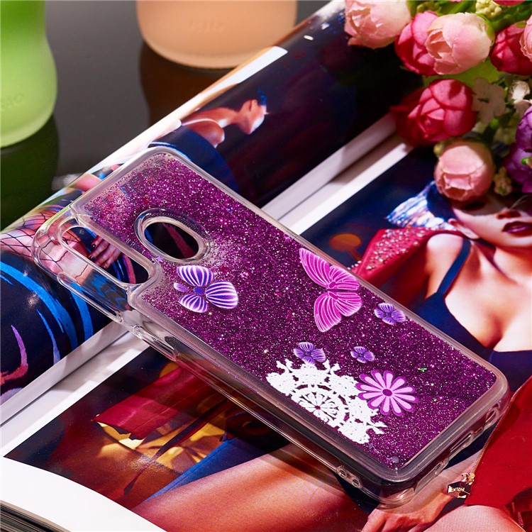 Patterned Quicksand TPU Shockproof Shell for Samsung Galaxy A40 - Butterfly-7