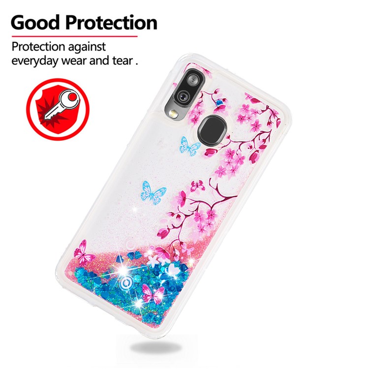 Patterned Quicksand TPU Shockproof Shell for Samsung Galaxy A40 - Plum Blossom-4