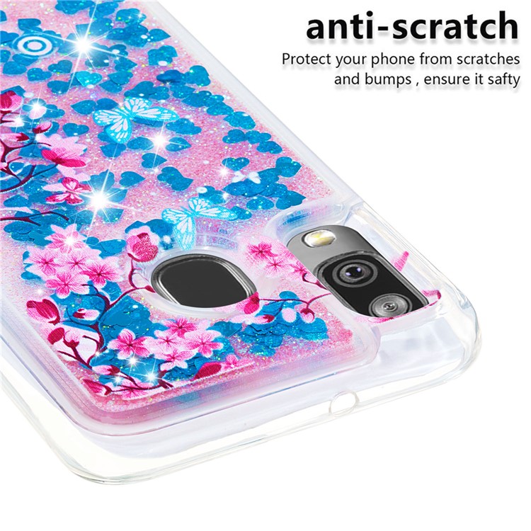 Patterned Quicksand TPU Shockproof Shell for Samsung Galaxy A40 - Plum Blossom-5