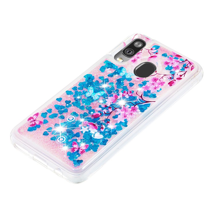 Patterned Quicksand TPU Shockproof Shell for Samsung Galaxy A40 - Plum Blossom-6