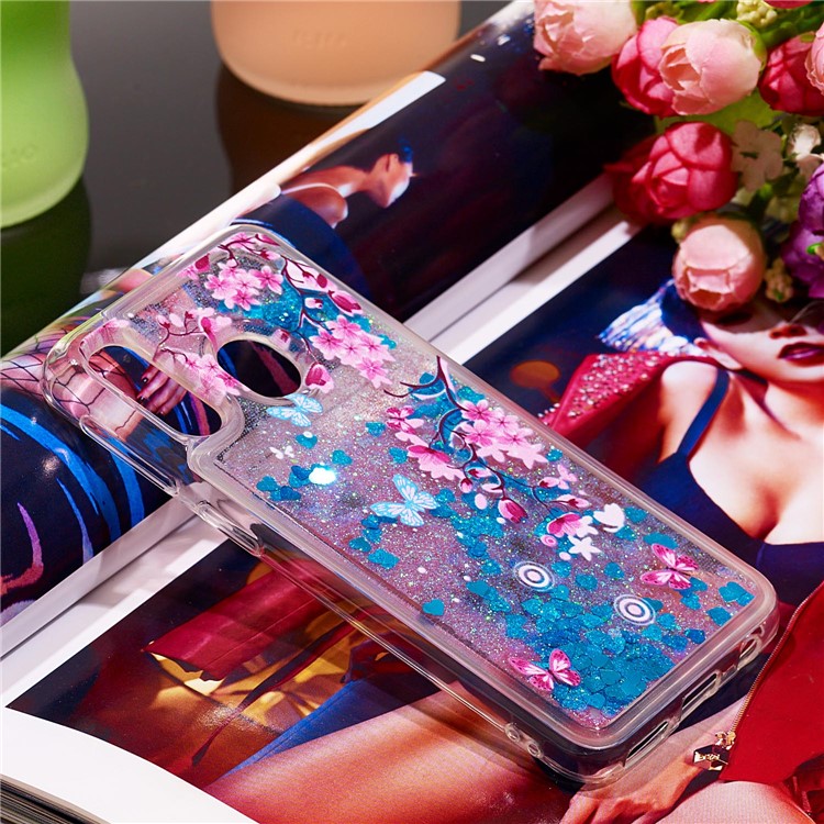 Patterned Quicksand TPU Shockproof Shell for Samsung Galaxy A40 - Plum Blossom-7
