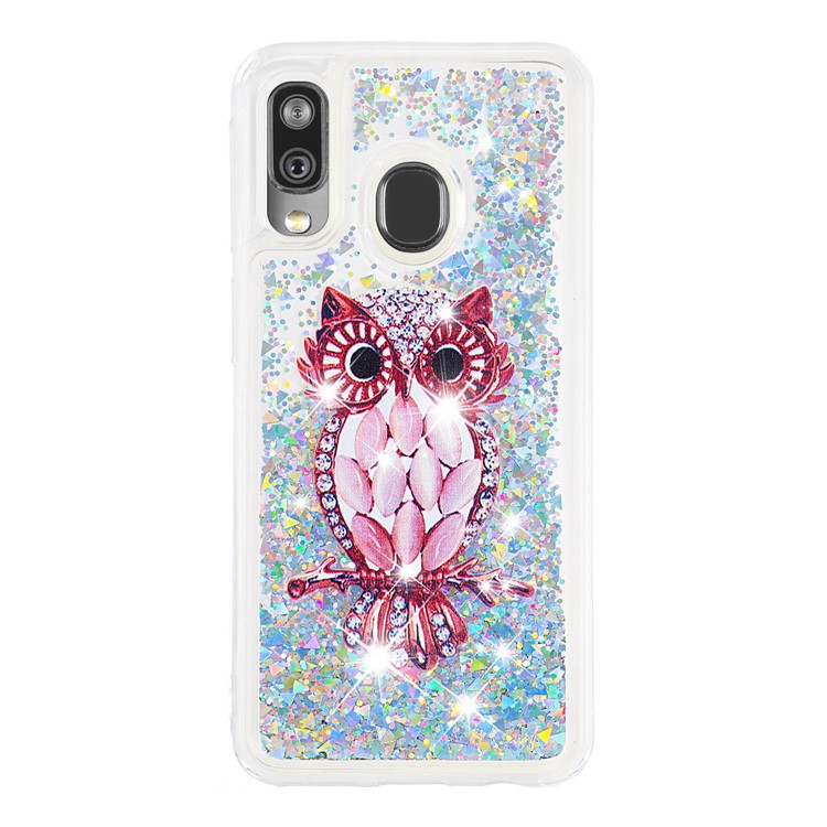 Patterned Quicksand TPU Shockproof Shell for Samsung Galaxy A40 - Owl-2