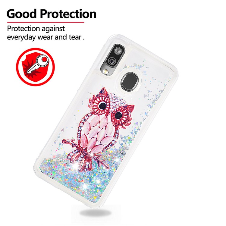 Patterned Quicksand TPU Shockproof Shell for Samsung Galaxy A40 - Owl-4
