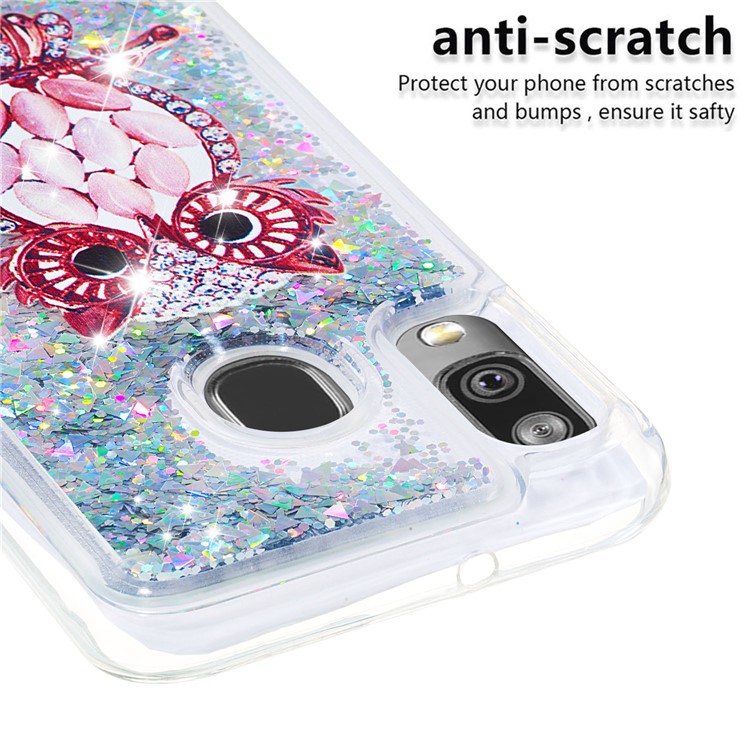 Patterned Quicksand TPU Shockproof Shell for Samsung Galaxy A40 - Owl-5