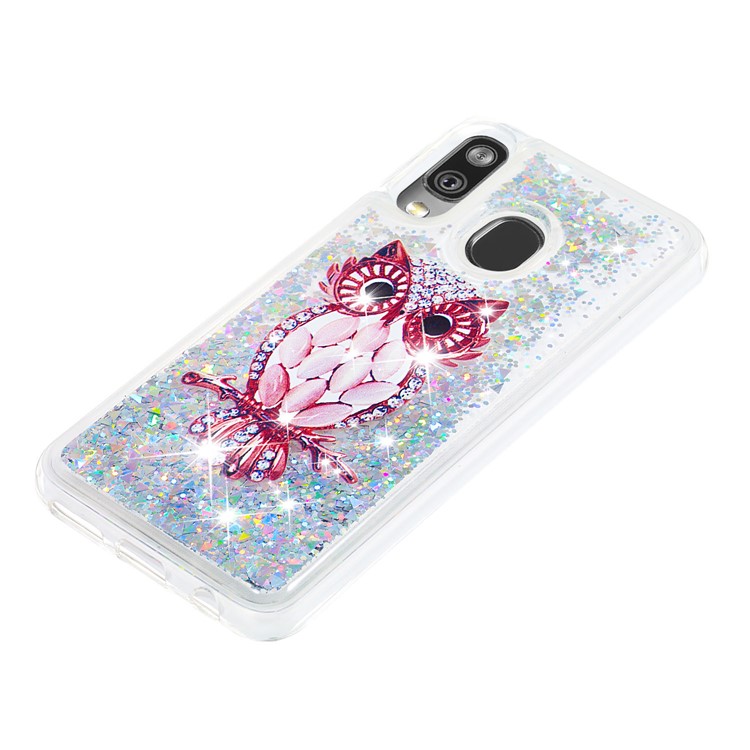 Patterned Quicksand TPU Shockproof Shell for Samsung Galaxy A40 - Owl-6