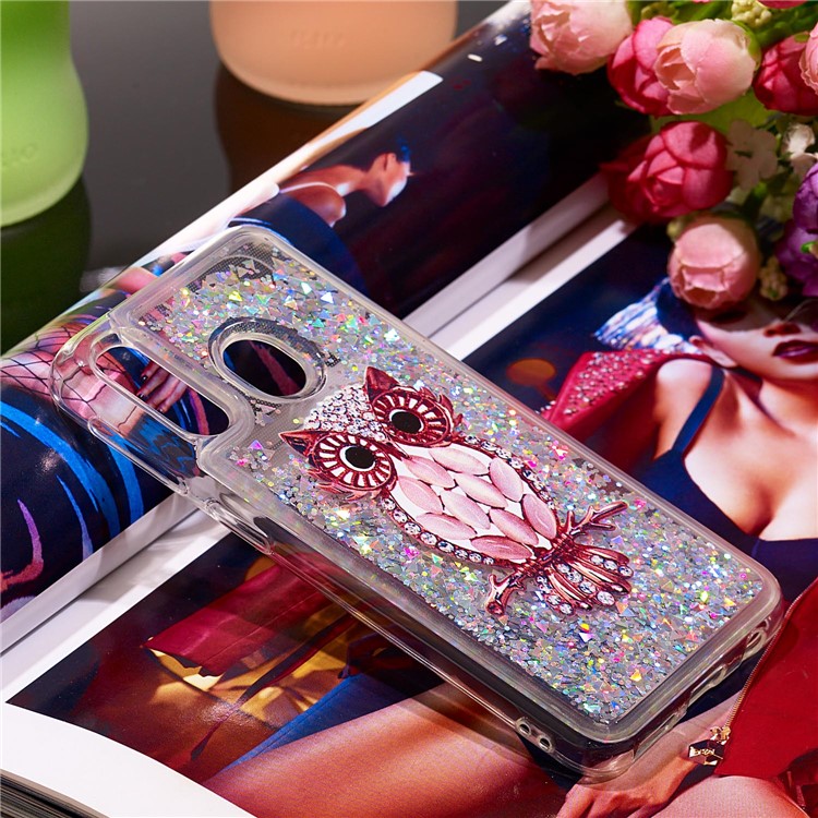 Patterned Quicksand TPU Shockproof Shell for Samsung Galaxy A40 - Owl-7