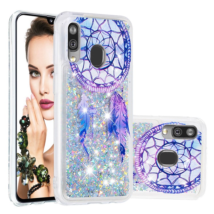 Patterned Quicksand TPU Shockproof Shell for Samsung Galaxy A40 - Colorful Dream Catcher-1