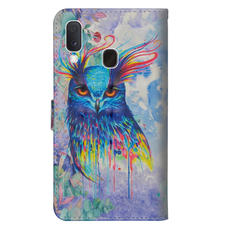 Light Spot Decor Patterned Leather Wallet Phone Cover for Samsung Galaxy A10e - Bird-3
