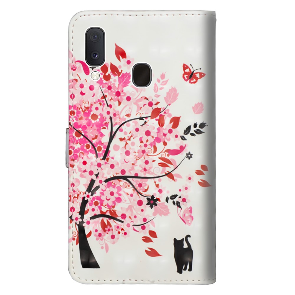 Light Spot Decor Patterned Leather Wallet Phone Cover for Samsung Galaxy A10e - Flowered Tree-3