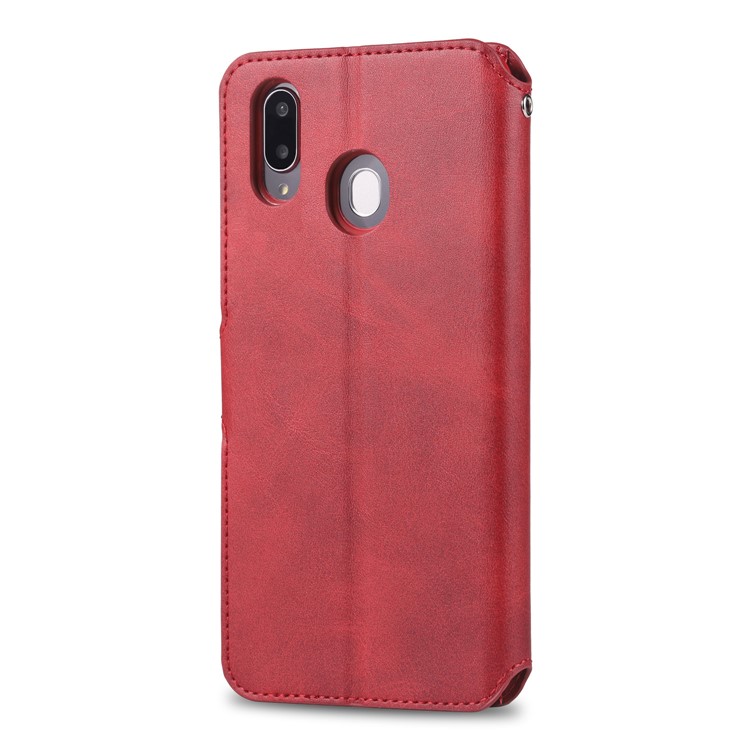 AZNS Wallet Leather Stand Case for Samsung Galaxy M20 - Red-3