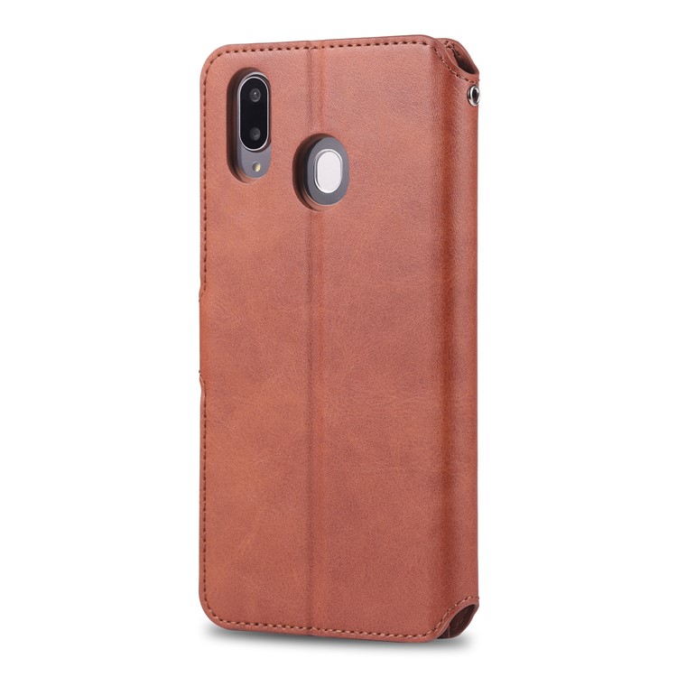 AZNS Wallet Leather Stand Case for Samsung Galaxy M20 - Brown-3