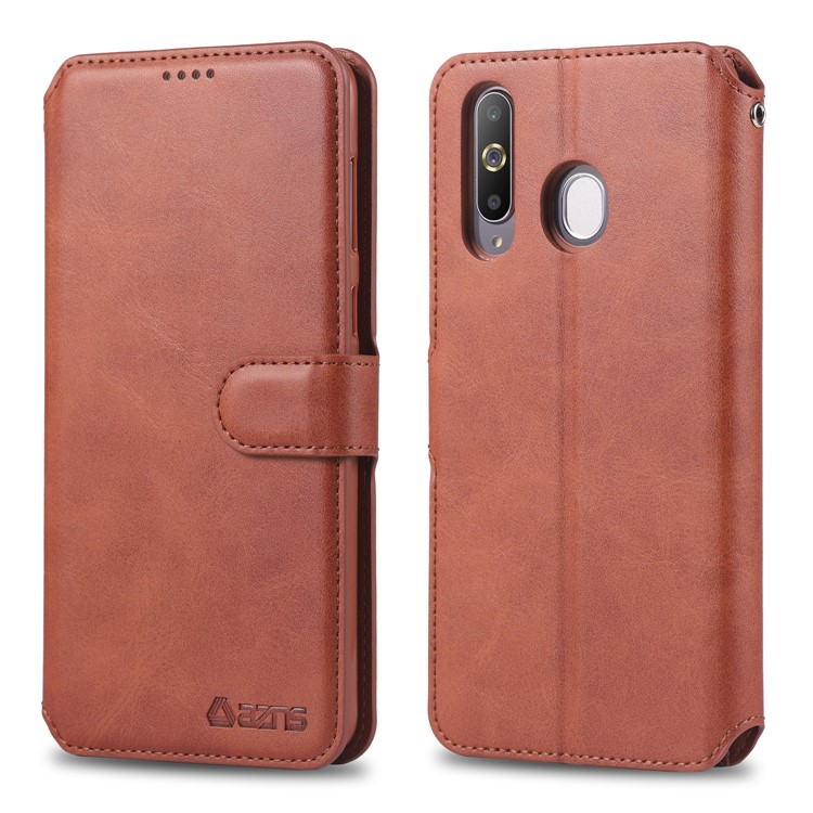 AZNS Wallet Leather Stand Case for Samsung Galaxy M30/A40s - Brown-1