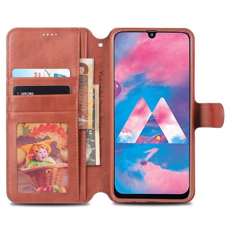 AZNS Wallet Leather Stand Case for Samsung Galaxy M30/A40s - Brown-6