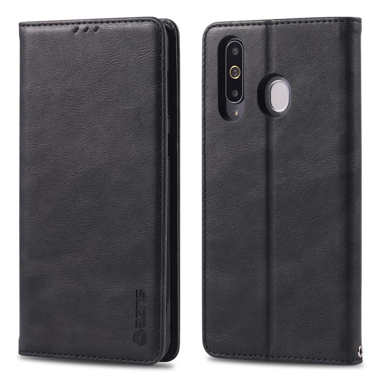 AZNS Retro Style PU Leather Card Holder Case for Samsung Galaxy M30/A40s - Black-1