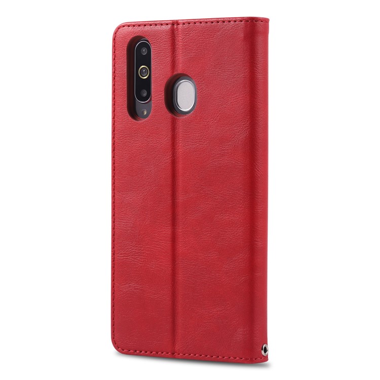AZNS Retro Style PU Leather Card Holder Case for Samsung Galaxy M30/A40s - Red-3