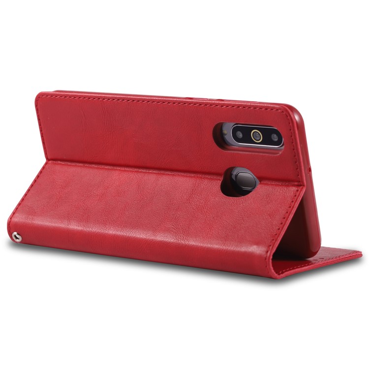 AZNS Retro Style PU Leather Card Holder Case for Samsung Galaxy M30/A40s - Red-5