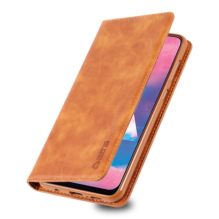 AZNS Retro Style PU Leather Card Holder Case for Samsung Galaxy M30/A40s - Brown-7