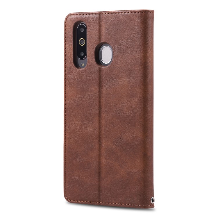 AZNS Retro Style PU Leather Card Holder Case for Samsung Galaxy M30/A40s - Coffee-3