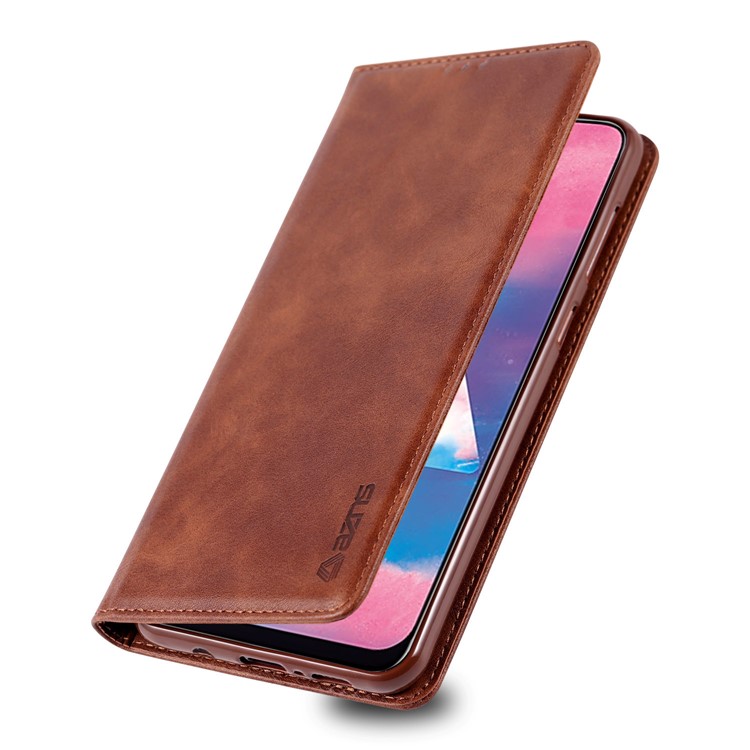 AZNS Retro Style PU Leather Card Holder Case for Samsung Galaxy M30/A40s - Coffee-7
