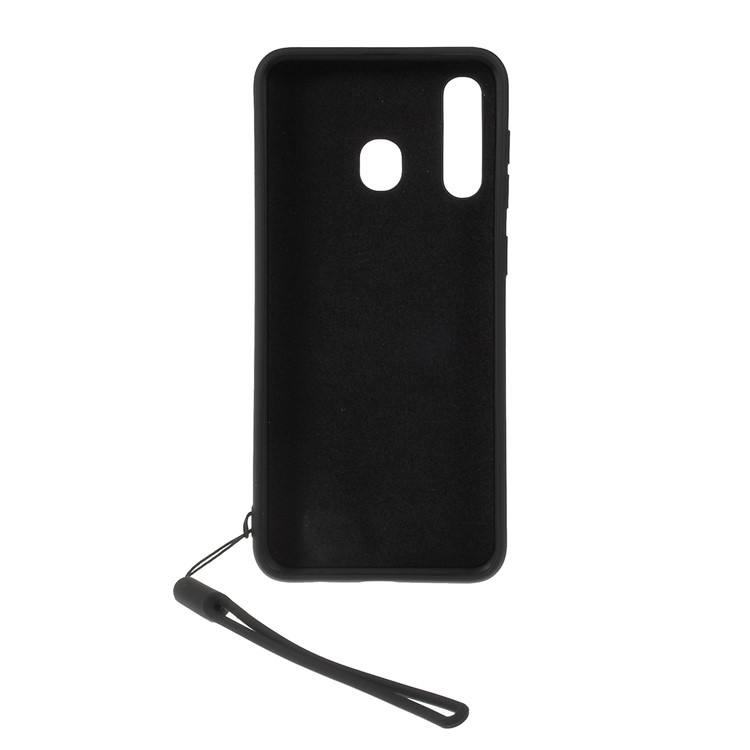 Liquid Silicone  Phone Cover with Strap for Samsung Galaxy A30 - Black-2