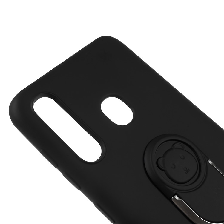 Liquid Silicone Phone Cover with Strap for Samsung Galaxy A30 - Black-3