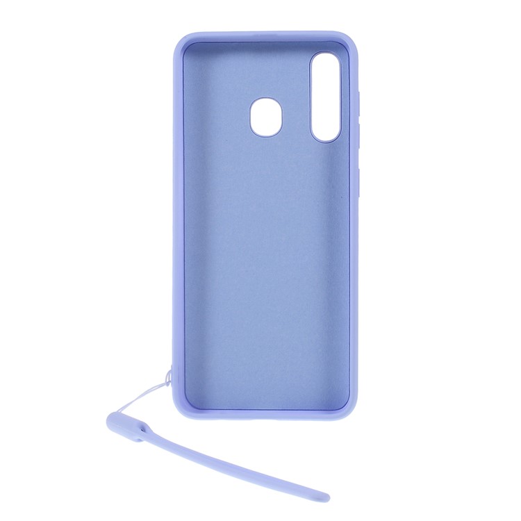 Funda De Silicona Líquida Con Correa Para Samsung Galaxy A30. - Azul-2