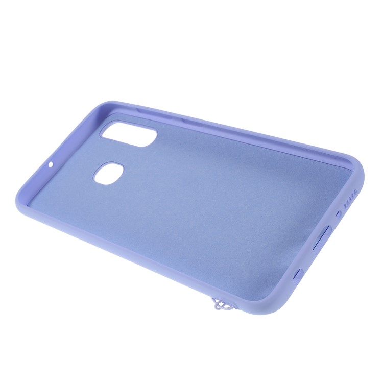 Funda De Silicona Líquida Con Correa Para Samsung Galaxy A30. - Azul-4