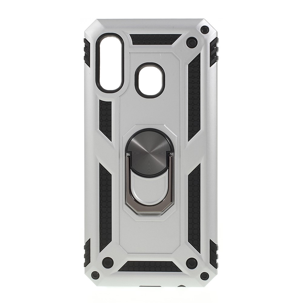 2 in 1 Military Anti-fall Rotation Phone Cover for Samsung Galaxy A40 - Silver-1